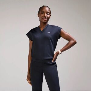 Figs Navy V-Neck Cap Sleeve FORMx